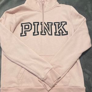 PINK quarter zip sweater fluffy inside size S